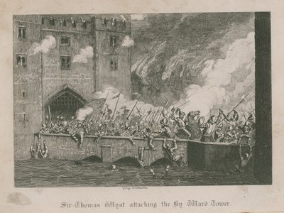 Sir Thomas Wyat attacking the By Ward Tower by George Cruikshank
