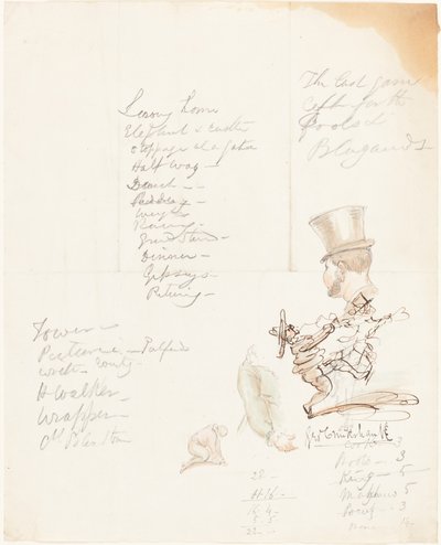Sketches of Head, Arm, and Kneeling Figure by George Cruikshank