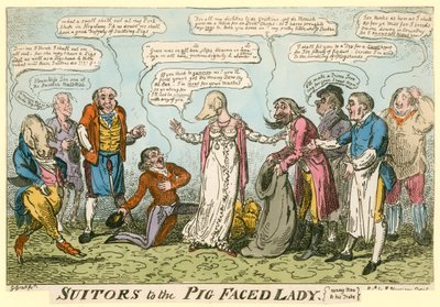Suitors of the Pig-Faced Lady of Manchester Square, London by George Cruikshank