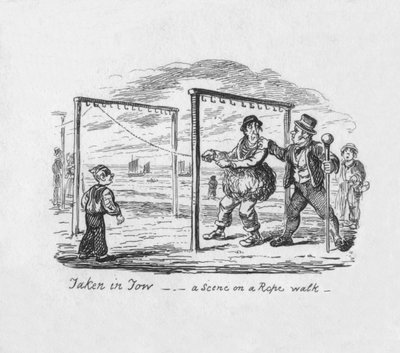 Taken in Tow - A Scene on a Rope Walk by George Cruikshank