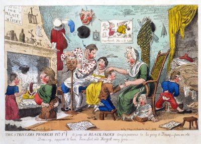 The Strollers Progress Plate 1, a Peep at Black Jacks Origin Previous to his Going to Douay by George Cruikshank