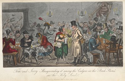 Tom and Jerry Masquerading it among the cadgers in the black slums, in the Holy Land, Life in London, etc., by Pierce Egan by George Cruikshank