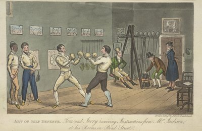 Two men boxing, 