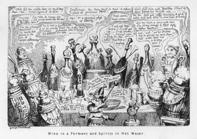Wine in a ferment and spirits in hot water by George Cruikshank