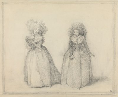 Two Ladies Standing in Conversation, Presumably a Scene from a Play by George Dance