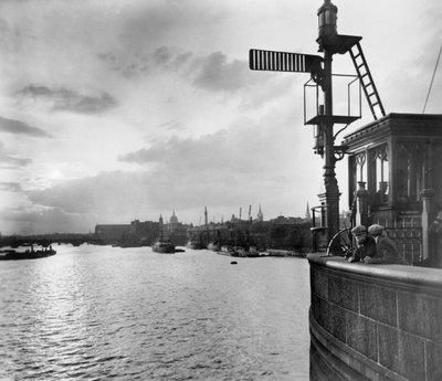 View Upstream from Tower Bridge, Stepney, Tower Hamlets, London by George Davison Reid