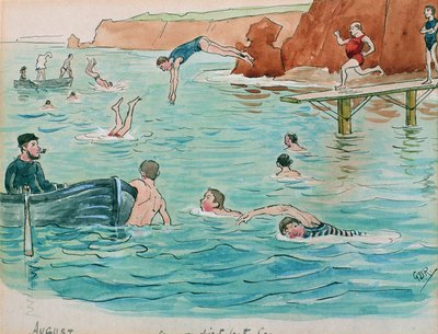 The Month of August: Swimming and Diving by George Derville Rowlandson