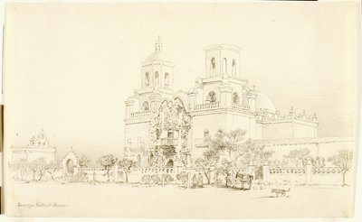 Untitled (transfer drawing for San Xavier Mission, Tucson, Arizona) by George Elbert Burr