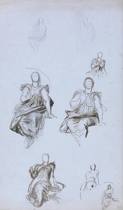 Studies of a Seated Figure with a Book by George Frederick Watts