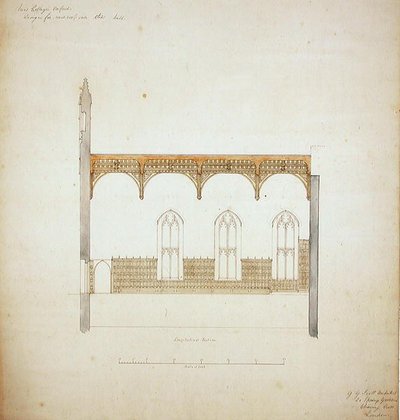 New College Oxford: Design for New Hall Roof by George Gilbert Scott