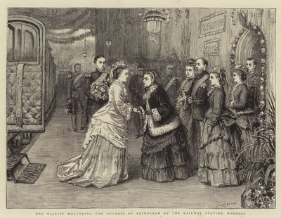 Her Majesty welcoming the Duchess of Edinburgh at the Railway Station, Windsor by George Goodwin Kilburne