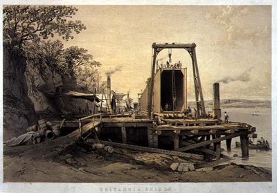 Britannia Bridge, Platform and Construction of Tubes, September 1848, pub. 1849 by George Hawkins