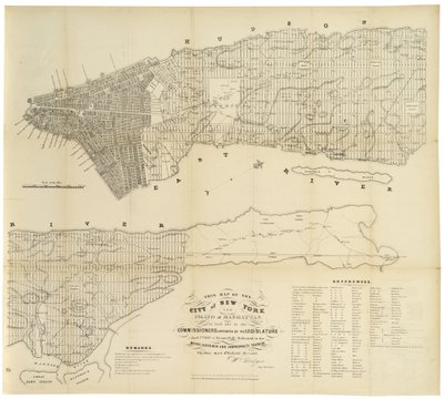 This Map of the City of New York and Island of Manhattan as Laid Out by the Commissioners Appointed by the Legislature, 1853 by George Hayward