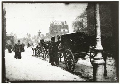 View of Leidseplein in Amsterdam with Carriages on a Winter Day by George Hendrik Breitner