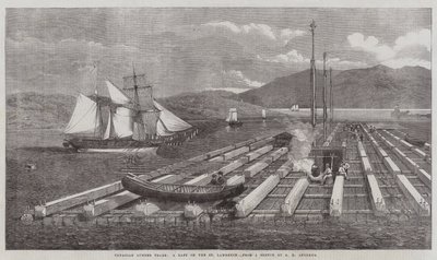 Canadian Lumber Trade, a Raft on the St Lawrence by George Henry Andrews