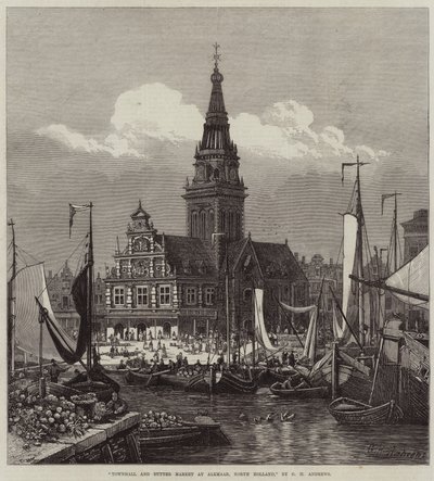 Townhall and Butter Market at Alkmaar, North Holland by George Henry Andrews