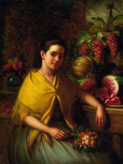 Girl with Still Life of Watermelon and Grapes by George Henry Hall