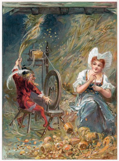 Rumpelstiltskin Spinning, illustration from 