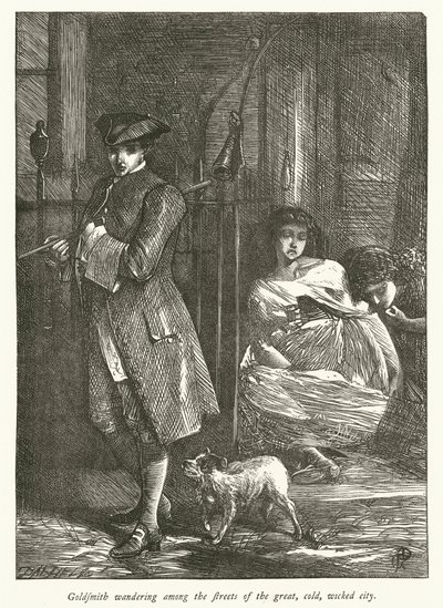 Goldsmith Wandering Among the Streets of the Great, Cold, Wicked City by George John Pinwell