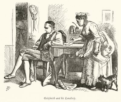 Oliver Goldsmith and His Landlady by George John Pinwell