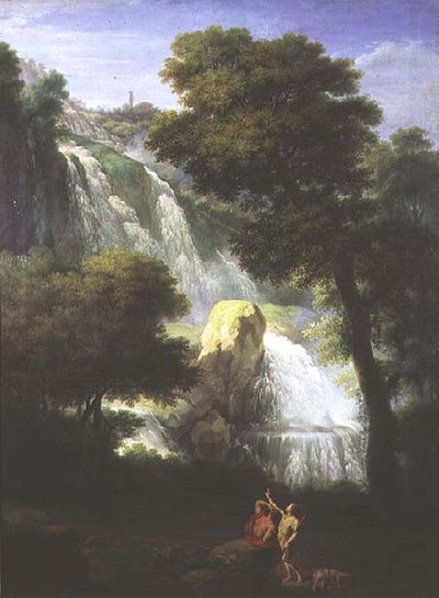 View of the Falls of Terni with Classical Figures in the Foreground by George Knapton