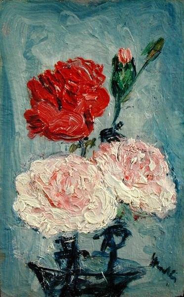 Carnations in a Glass Vase by George Leslie Hunter