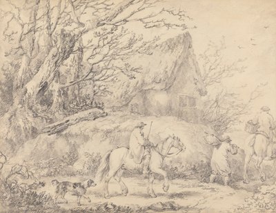 Landscape with Cottage and Figures on Horseback by George Morland