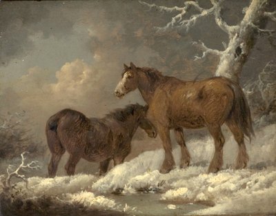 Two Horses in the Snow by George Morland