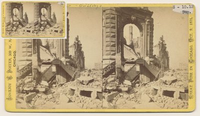 Stereograph of the Bryan Block at the Northwest Corner of Monroe and LaSalle Streets After the Chicago Fire of 1871, 1871 by George N. Barnard