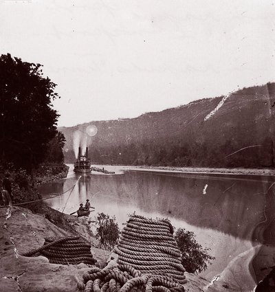 U.S. Transport in Rapids, Tennessee River The Suck - Tennessee River below Chattanooga by George N. Barnard