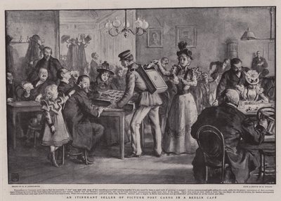 An Itinerant Seller of Picture Post Cards in a Berlin Cafe by George Percy Jacomb Hood