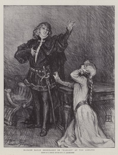 Madame Sarah Bernhardt in Hamlet at the Adelphi by George Percy Jacomb Hood