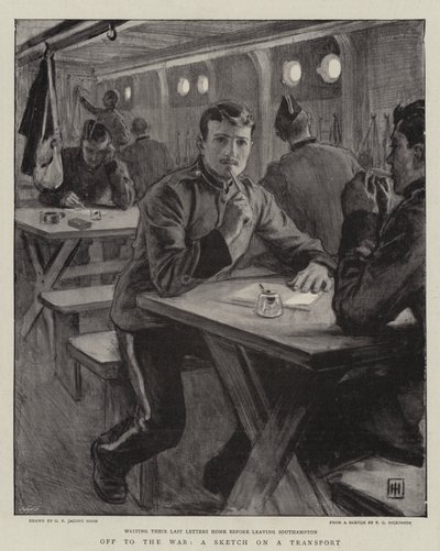 Off to the War, a Sketch on a Transport by George Percy Jacomb Hood