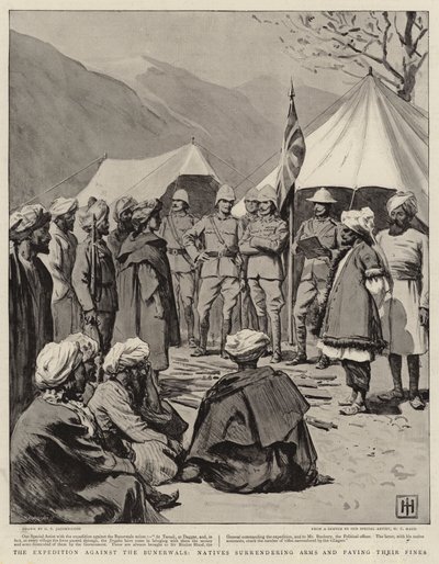 The Expedition Against the Bunerwals, Natives Surrendering Arms and Paying Their Fines by George Percy Jacomb Hood