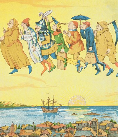 Days of the Week, illustration from Rumpelstiltskin by George R. Halkett