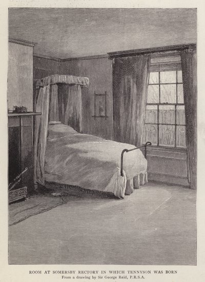 Room at Somersby Rectory, Lincolnshire, in which English poet Alfred, Lord Tennyson was born in 1809 by George Reid