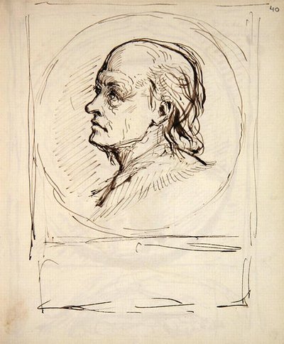 Portrait of William Blake, from a notebook used by the artist for sketches and notes by George Richmond
