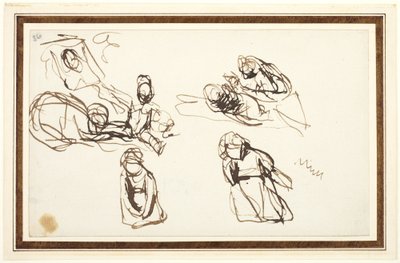 Children Seated on the Ground, Possibly Studies for Infant Shakespeare with Tragedy and Comedy by George Romney