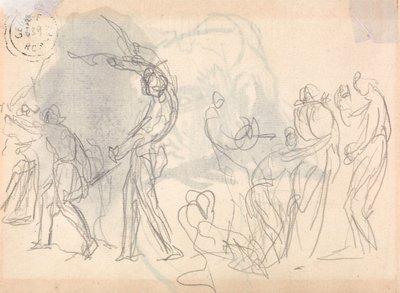Figure Composition Study, Men Driving Off an Attack on Their Families by George Romney