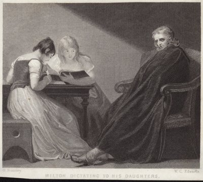 John Milton dictating to his daughters by George Romney