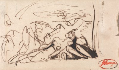 Prostrate Woman Attended by Two Figures by George Romney