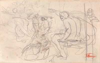 Seated Figure Pronouncing Judgment on a Kneeling Figure by George Romney