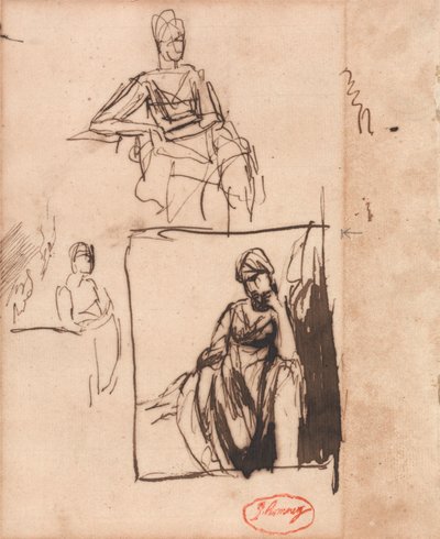 Seated Woman: Three Poses by George Romney