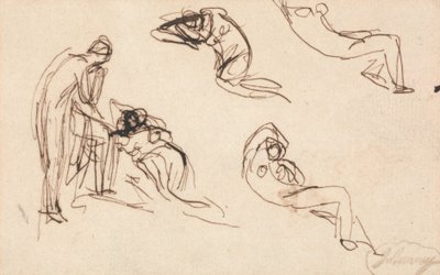 Standing Figure and Four Reclining Figures by George Romney