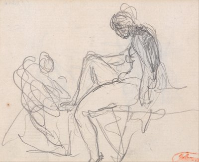 Two Figures: Probably for the Bath of Diana by George Romney