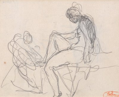 Two Figures: Probably for the Bath of Diana by George Romney