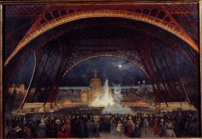 Night party at the 1889 Universal Exhibition under the Eiffel Tower (1889) by George Roux