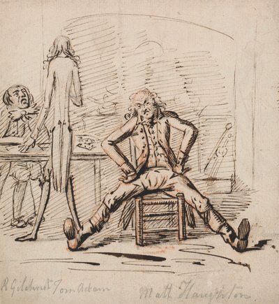 Three Men in a Room: Gilchrist Seated at a Table, Tom Adam Standing, Seen from Behind, and Matt Haughton Seated Legs Outspread and Arms Akimbo Before a Fire by George Shepheard