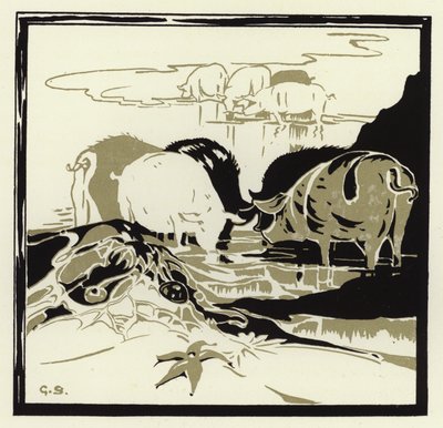 The Pigs Came Grunting Over the Sand by George Sheringham