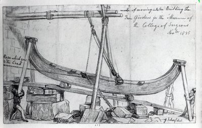 Moving the Iron Girders used to construct the Hunterian Museum at the Royal College of Surgeons, 1835 by George Snr Scharf